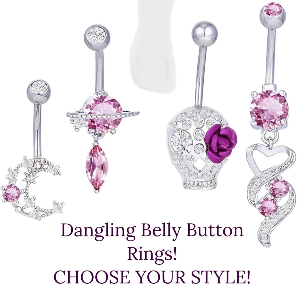 $10 Each or 2 for $15! Sparkly Dangling Belly Button Rings! Choose your Style!